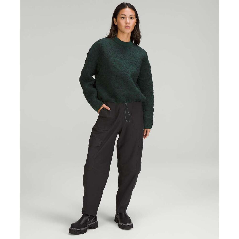 Lululemon Jacquard Multi Texture Crew Neck Sweater Smoked Spruce Sz 2 $168 ret‎